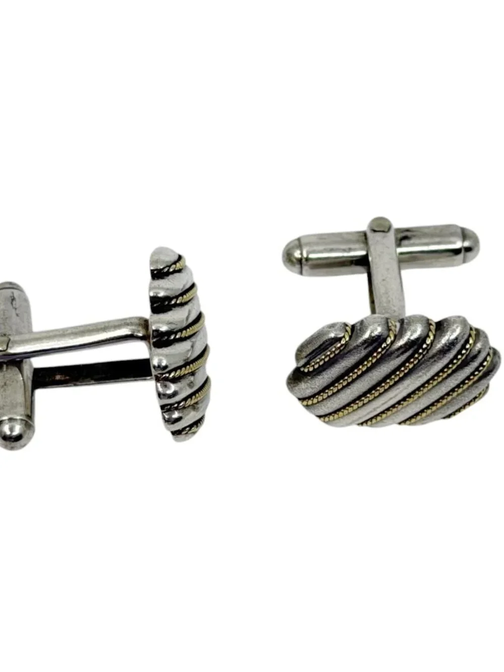 Tiffany & Co sterling silver and 18K yellow gold rope accent cufflinks - GM1265